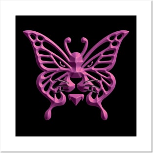 Wolf and butterfly 3d super soft blend drawing cute cool colorful Posters and Art